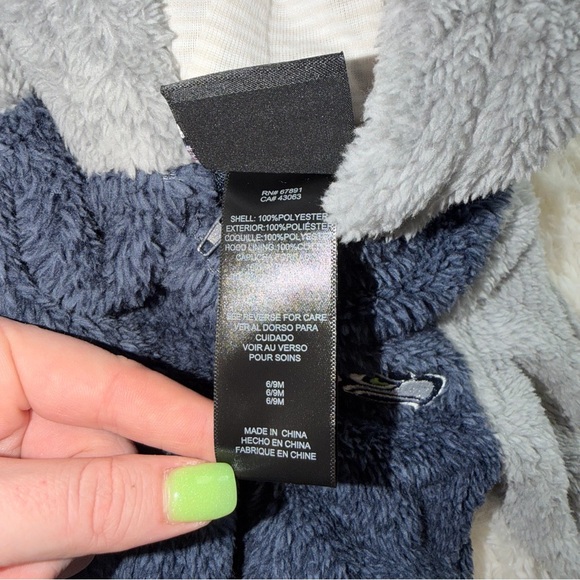 NFL Kids Navy and Gray Fleece Seahawks Footie Hooded Onesie 6-9 Months - Picture 5 of 8